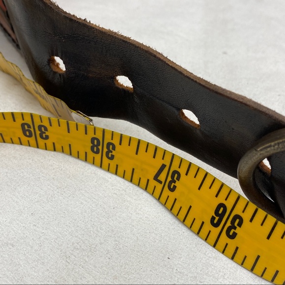 Vintage handmade hand painted wide leather belt 38” - Picture 14 of 16